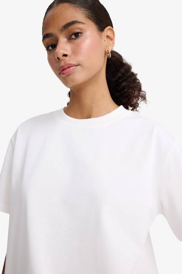 Regular Fit Bisiklet Yaka Basic Düz Premium Kısa Kollu Tişört