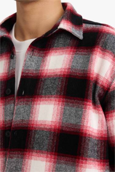 Regular Fit Polo Yaka Flanel Kareli Uzun Kollu Gömlek