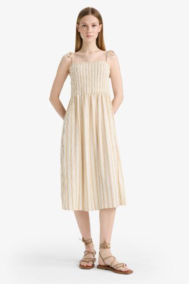 Strappy Striped Midi Dress