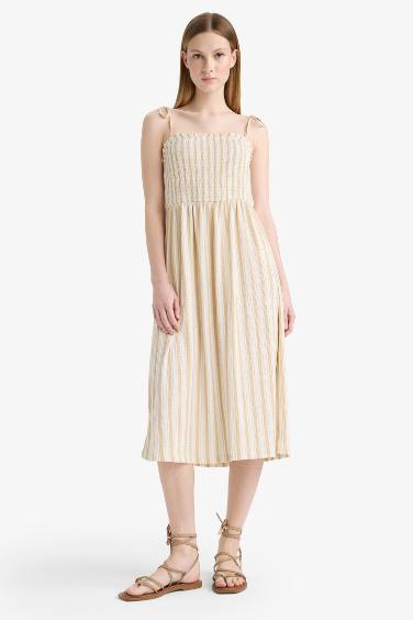 Strappy Striped Midi Dress