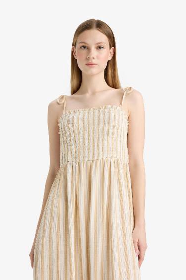 Strappy Striped Midi Dress