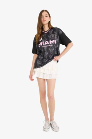 Normal Waist Flounced Cotton White Mini Skirt