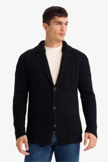 Standard Fit Jacket Collar Knitwear Cardigan