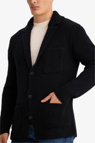 Standard Fit Jacket Collar Knitwear Cardigan