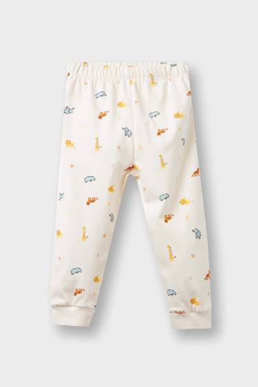 Baby Boy Safari Printed Cotton Top Bottoms 4 Piece Pajama Set