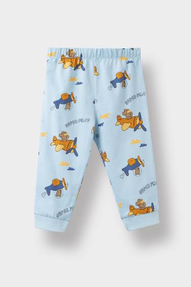 Baby Boy Airplane Printed Cotton Top Bottoms 4 Piece Pajama Set