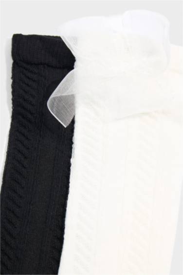 2'li Pamuklu Diz Altı Okul Çorabı Kız Çocuk