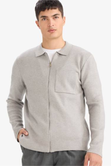 Standard Fit Polo Collar Knitwear Cardigan