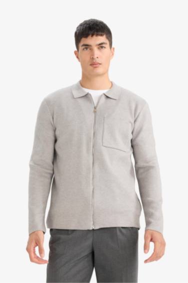 Standard Fit Polo Collar Knitwear Cardigan