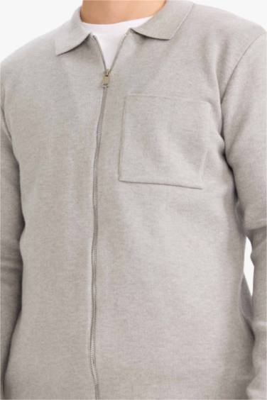 Standard Fit Polo Collar Knitwear Cardigan