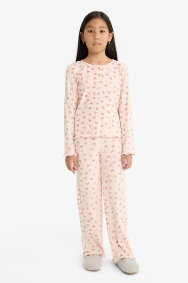 Pyjama à motif coeurs Top à manches longues et Pantalon pour fille