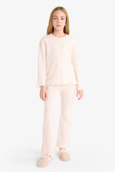 Kız Çocuk Pijama Takımı Desenli Uzun Kollu Üst Uzun Alt