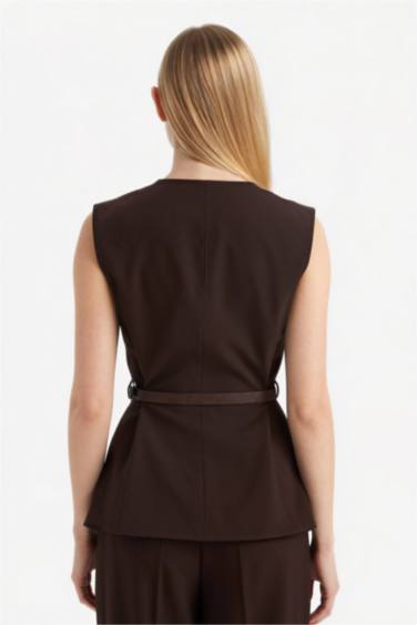 Fıtted Bisiklet Yaka Yelek - Görsel 5