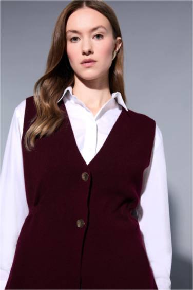 Gilet en maille à col en V Coupe régulière