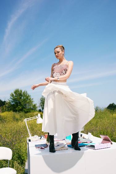 تنورة طويلة بوبلين بقصة A بخصر عادي مبطن من Afra x DeFacto