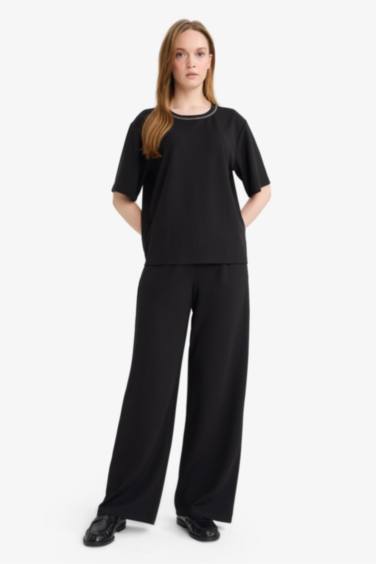 Straight Wide Leg Trousers