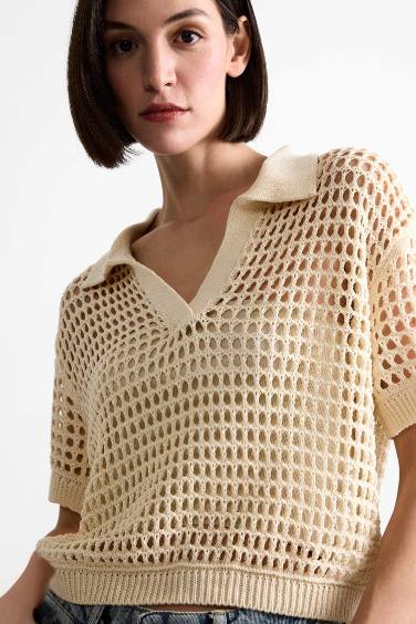 Relax Fit Polo Collar Pullover