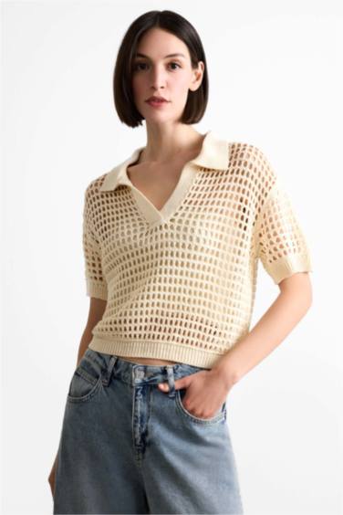 Relax Fit Polo Collar Pullover