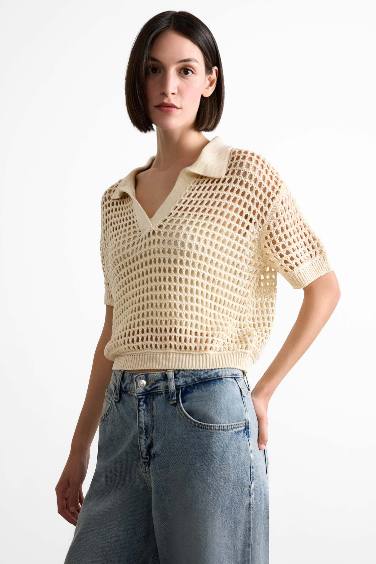 Relax Fit Polo Collar Pullover