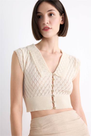 Crop Top Knitwear Big Neck Tank Top