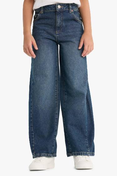 بنطلون جينز بناتي بالون فيت برجل واسع