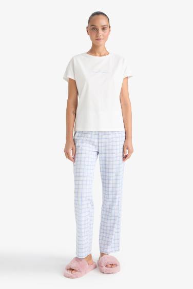 سيت بجامة كاروهات قصة عادية نص ردن من Fall in Love - قطعتين