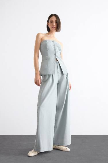 بنطرون بوبلين برجل طويل بساق بسحاب