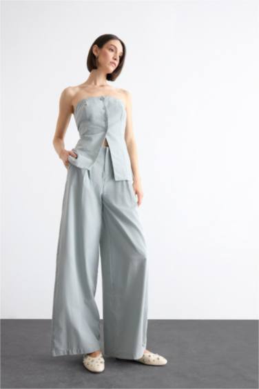 بنطرون بوبلين برجل طويل بساق بسحاب