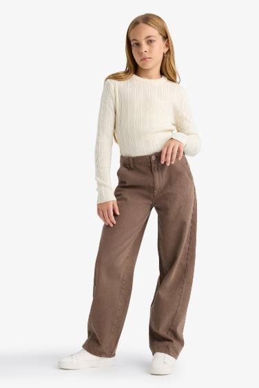 Girl Balloon Fit Gabardine Trousers