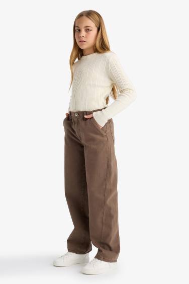 Girl Balloon Fit Gabardine Trousers