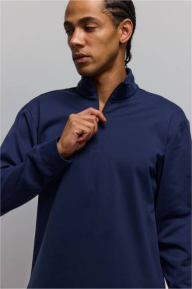 Standard Fit Stand Collar Sports Sweatshirt