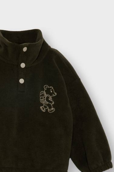 Baby Boy Fleece Stand Collar Sweatshirt Sweatpants 2 Piece Set