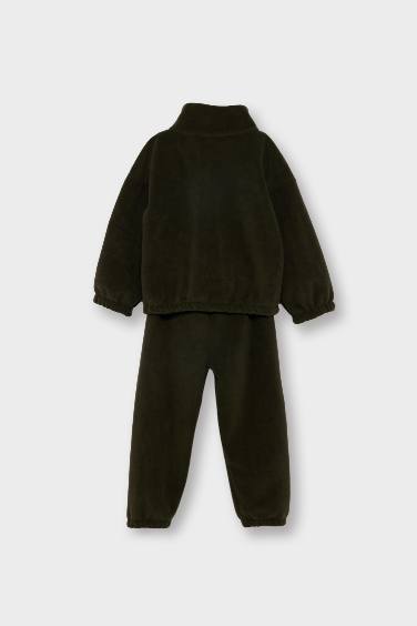 Baby Boy Fleece Stand Collar Sweatshirt Sweatpants 2 Piece Set