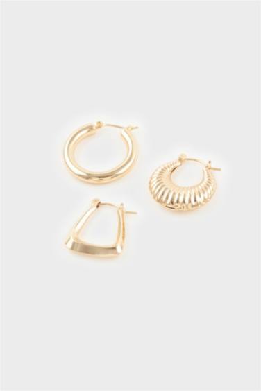 Kadın 3'lü Gold Küpe