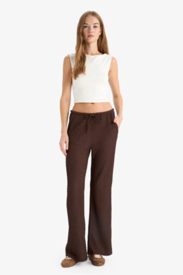 Wide Leg Regular Waist Standard Length Crepe Trousers
