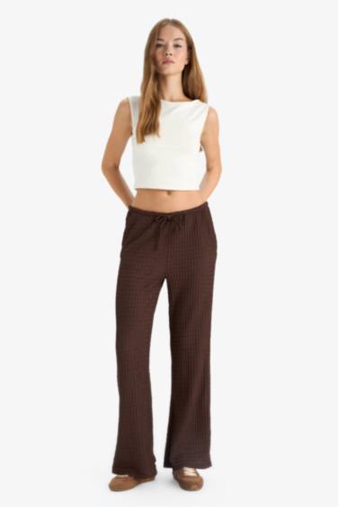 Wide Leg Regular Waist Standard Length Crepe Trousers