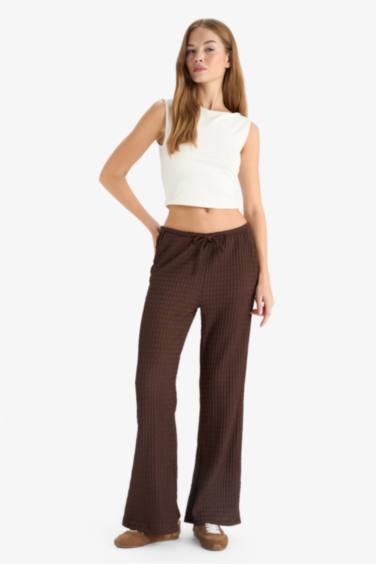 Wide Leg Regular Waist Standard Length Crepe Trousers