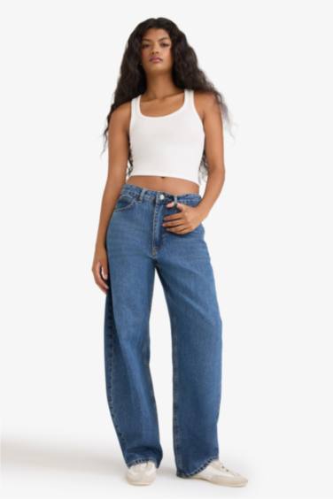 Jean large taille haute Coupe barrel