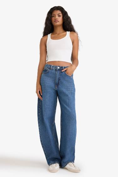 Jean large taille haute Coupe barrel