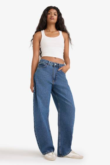 Jean large taille haute Coupe barrel
