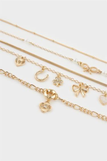 Kadın 5'li Gold Kolye