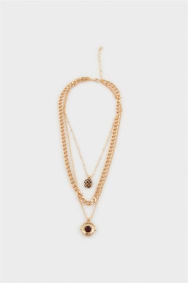 Kadın 3'lü Gold Kolye