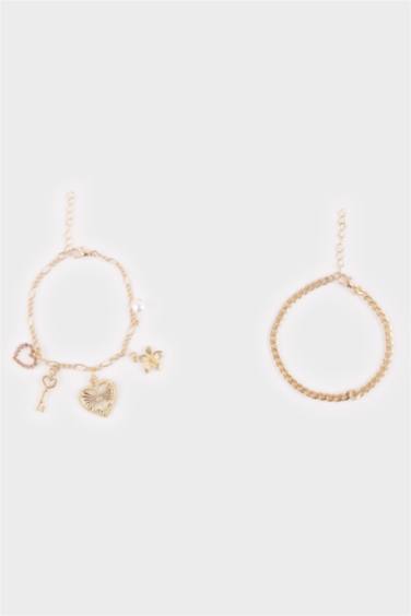 Kadın Charmlı 2'li Gold Bileklik