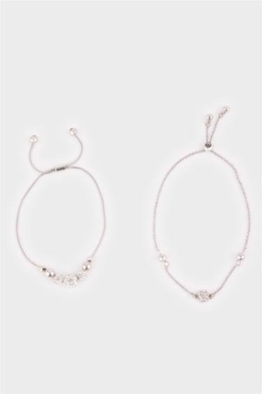 Kadın Silver 2'li Asansörlü Ayarlanabilir Bileklik