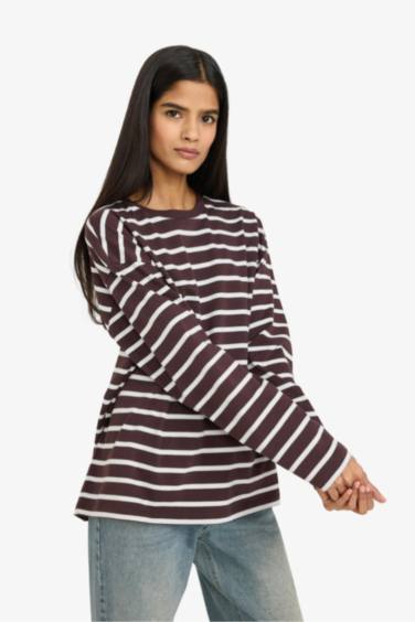 Loose Fit Çizgili Sweatshirt