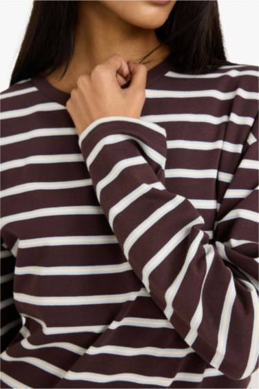 Loose Fit Çizgili Sweatshirt