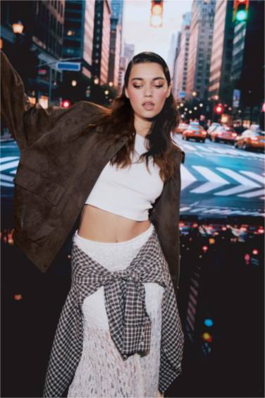 A Line Lace High Waist Maxi Knitted Skirt