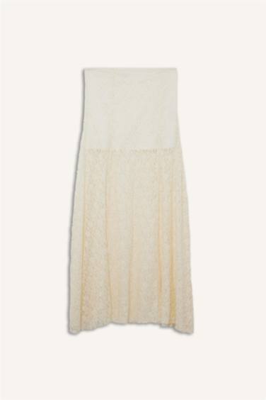 A Line Lace High Waist Maxi Knitted Skirt