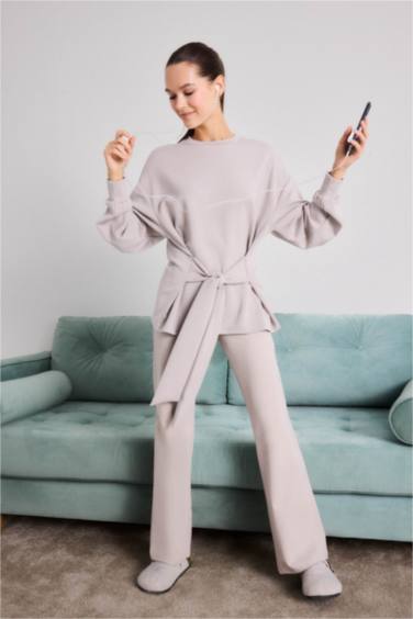 Yumuşak Dokulu İspanyol Paça Pantolon-Fall in Love Loungewear