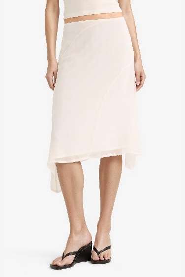 جيبة ميدي شيفون بخصر عادي